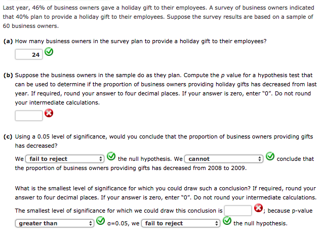 Solved Last Year, 46% Of Business Owners Gave A Holiday Gift | Chegg.com