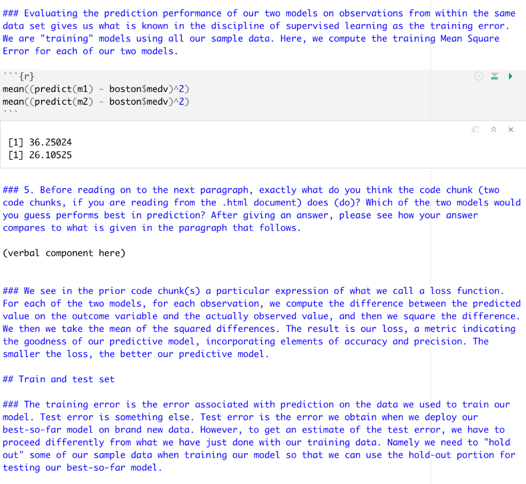 Solved ### Evaluating the prediction performance of our two | Chegg.com