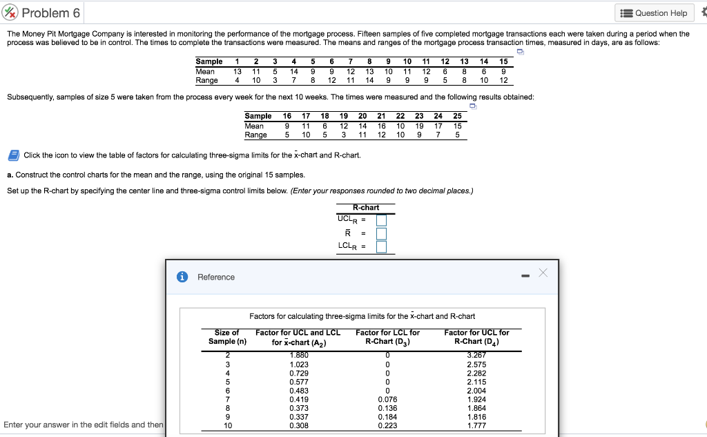 Solved A. construct the control charts for the mean and the | Chegg.com