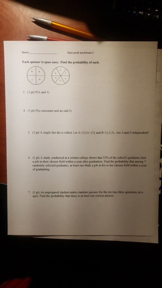 Solved Basic prob worksheet 3 Write clearly or it will not | Chegg.com