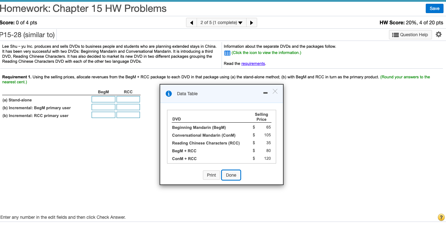 Solved Homework: Chapter 15 HW Problems Save Score: 0 of 4 | Chegg.com