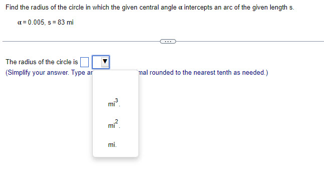Solved Find the radius of the circle in which the given | Chegg.com