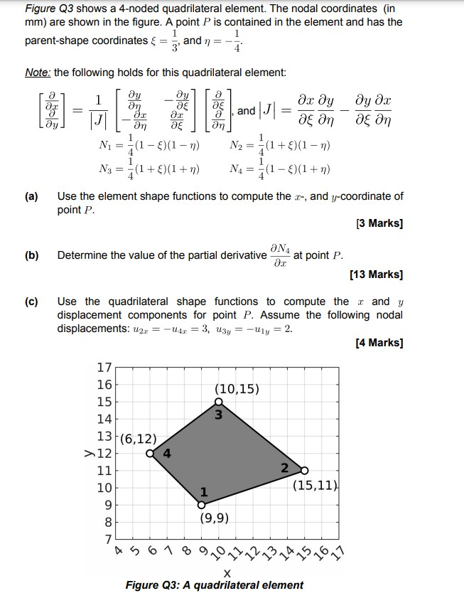 Solved Figure Q3 shows a 4-noded quadrilateral element. The | Chegg.com