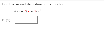 Solved Find the second derivative of the function. f(x) = | Chegg.com