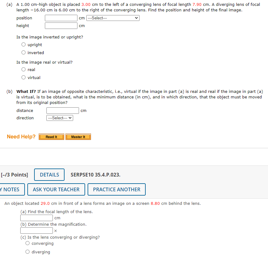 Solved inverted Is the image real or virtual? real virtual | Chegg.com