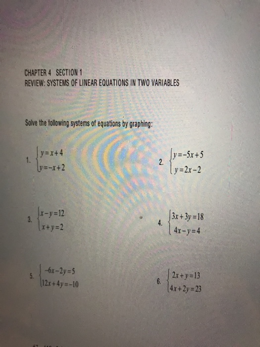 Solved CHAPTER 4 SECTION 1 REVIEW: SYSTEMS OF LINEAR | Chegg.com