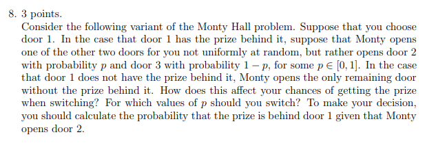 Solved Consider The Following Variant Of The Monty Hall | Chegg.com