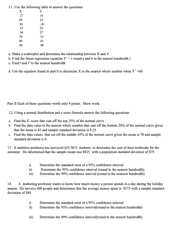 Solved 18 11. Use the following table to answer the | Chegg.com