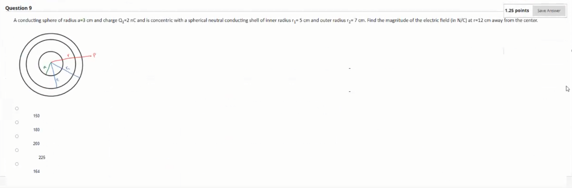 Solved Question 9 1.25 points Save Answer A conducting | Chegg.com