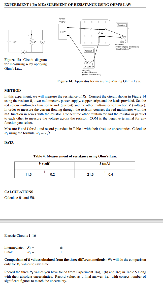 resistance experiment method