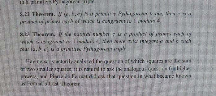 Solved In A Primitive Pythagorean Triple 8 22 Theorem If Chegg Solved In A Primitive Pythagorean Triple 8 22 Theorem If Chegg