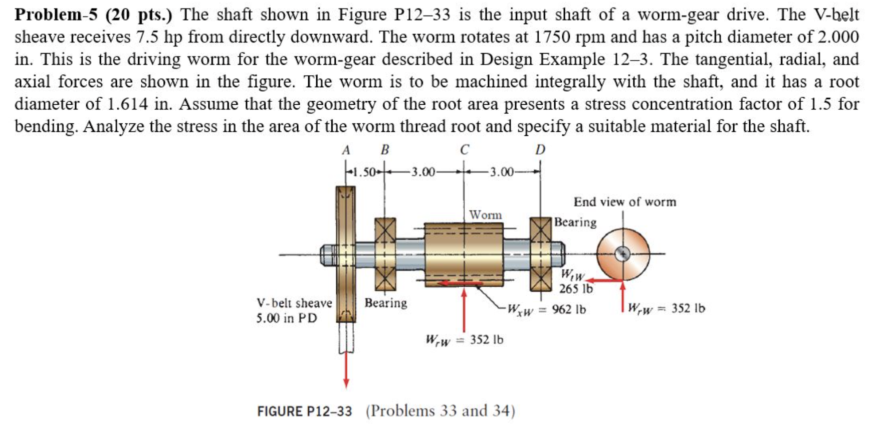 Solved Problem-5 (20 Pts.) The Shaft Shown In Figure P12-33 | Chegg.com