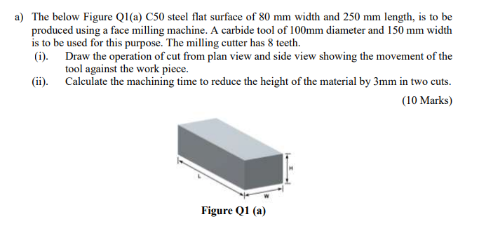 Solved a) The below Figure Q1(a) C50 steel flat surface of | Chegg.com