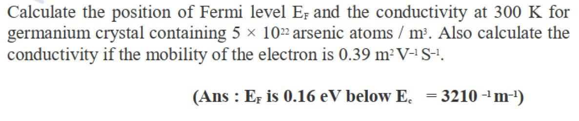 Calculate the position of Fermi level Ep and the | Chegg.com