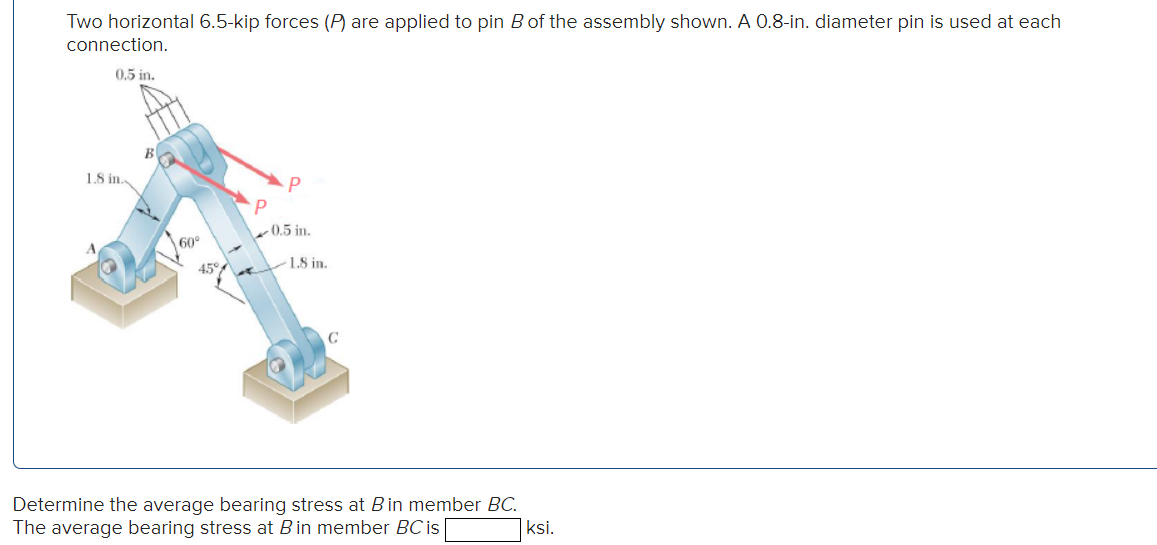 Solved Two Horizontal 6.5-kip Forces (P) Are Applied To Pin | Chegg.com