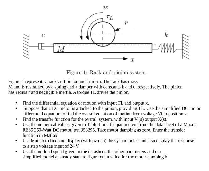 Solved Figure 1 Rackandpinion system Figure 1 represents