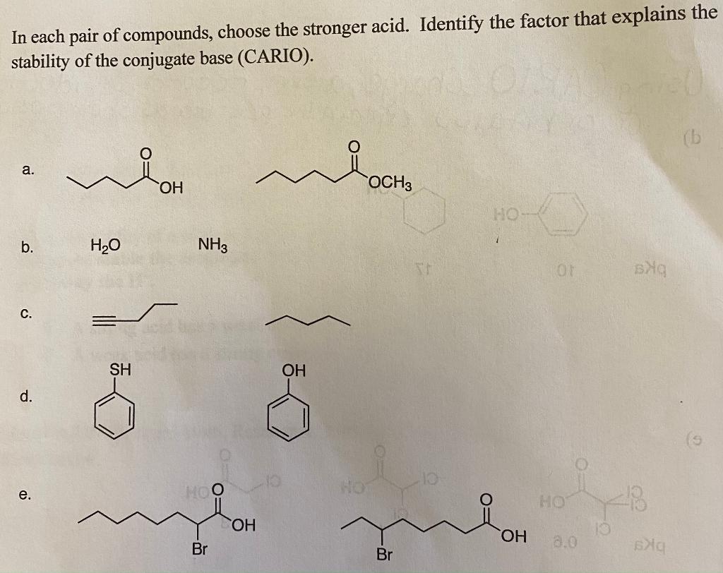 Solved In Each Pair Of Compounds Choose The Stronger Acid Chegg