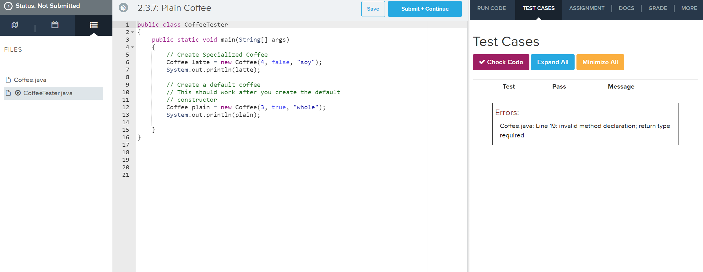 Solved Code HS 2.3.7 I wrote the following code, but it | Chegg.com