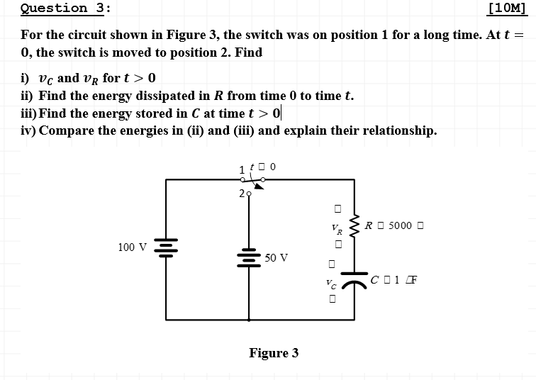 Solved Question 3 : [10M] For the circuit shown in Figure 3, | Chegg.com