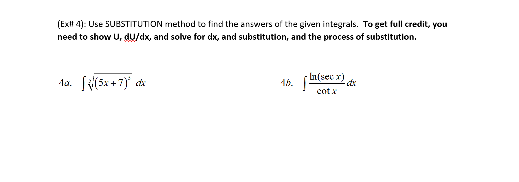 Solved (Ex# 4): Use SUBSTITUTION method to find the answers | Chegg.com