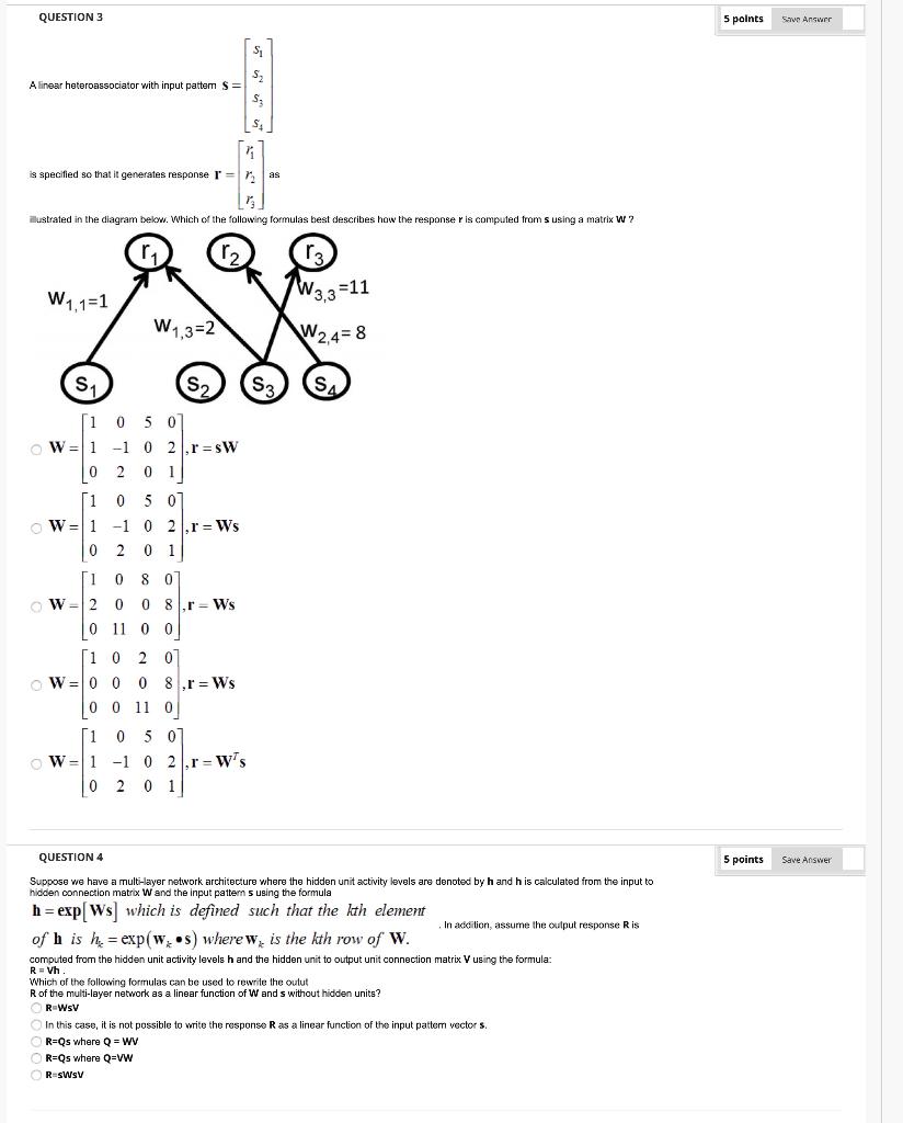Solved QUESTION 3 5 points Save Answer Si S A linear | Chegg.com