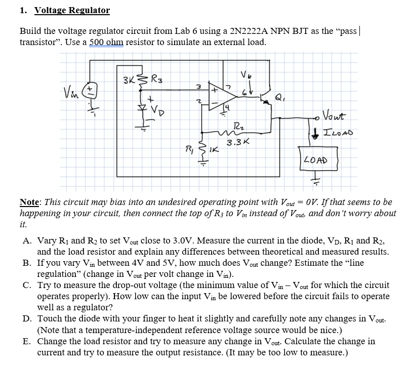 Solved 1. Voltage Regulator Build The Voltage Regulator | Chegg.com