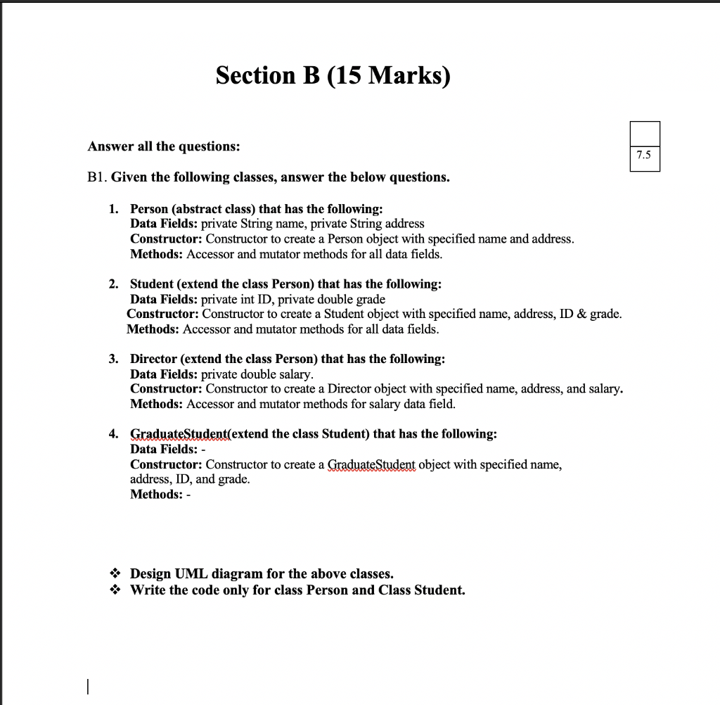 Solved Section B (15 Marks) Answer All The Questions: 7.5 | Chegg.com