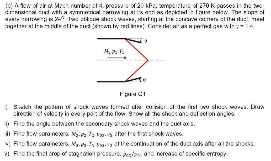 Solved (b) A flow of air at Mach number of 4, pressure of 20 | Chegg.com