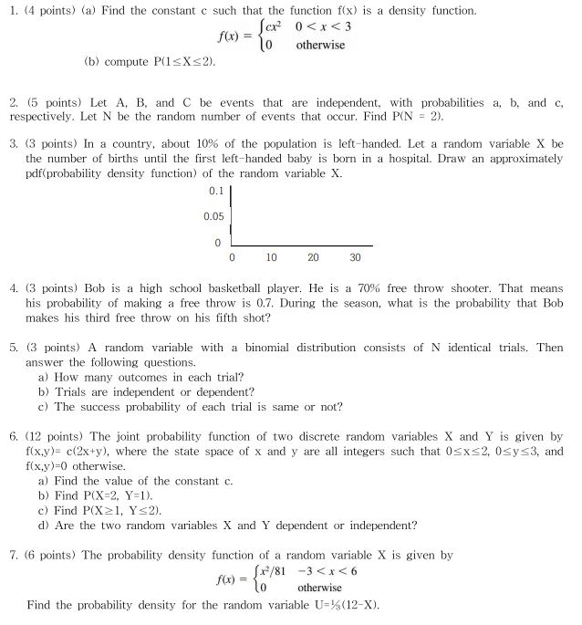 Solved 1 4 Points A Find The Constant C Such That Th Chegg Com