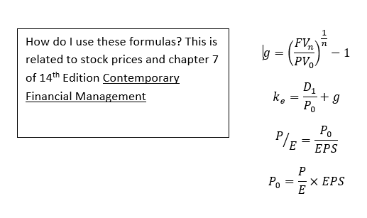 FV n 1 PV How do I use these formulas? This is | Chegg.com