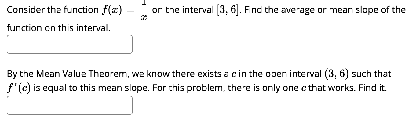 Solved Consider the function f(x) = on the interval [3, 6]. | Chegg.com