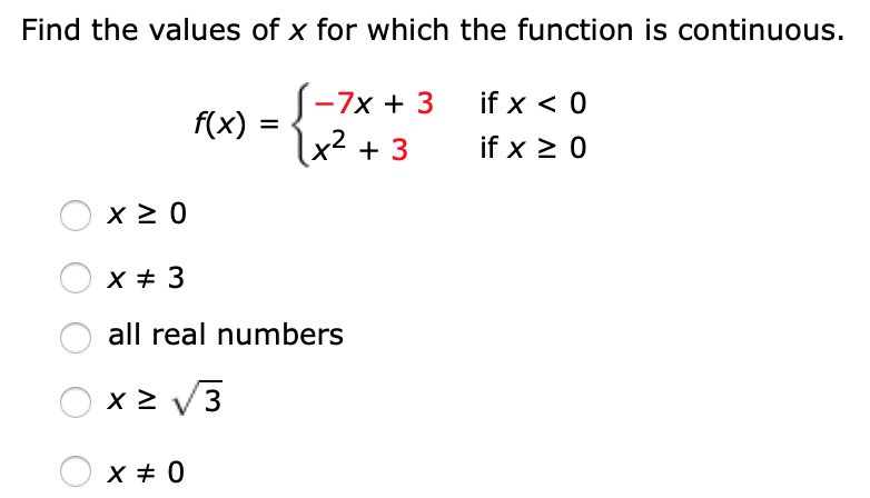 solved-find-the-values-of-x-for-which-the-function-is-chegg