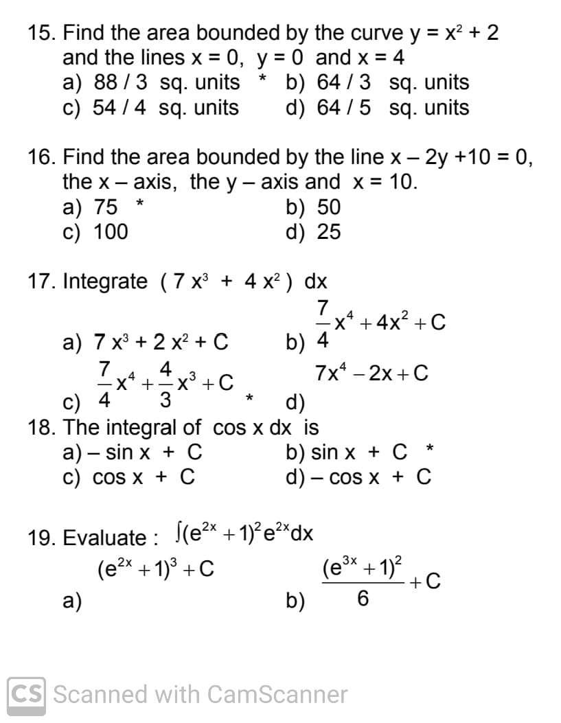 Solved 15 Find The Area Bounded By The Curve Y X2 2 And