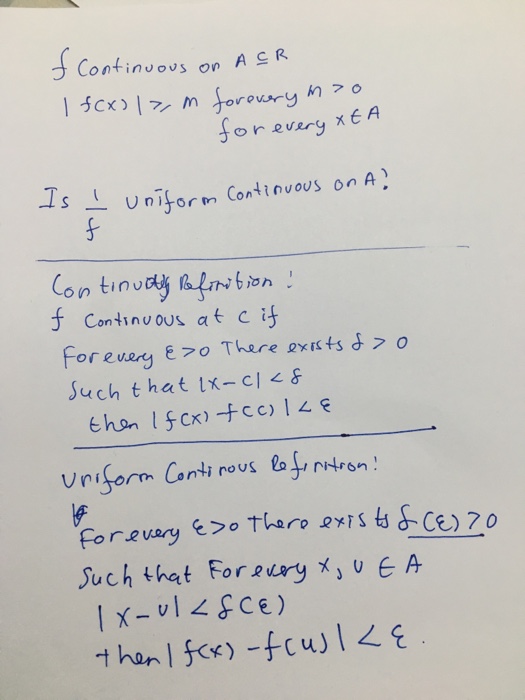 Real Analysis Uniform Continuity Using