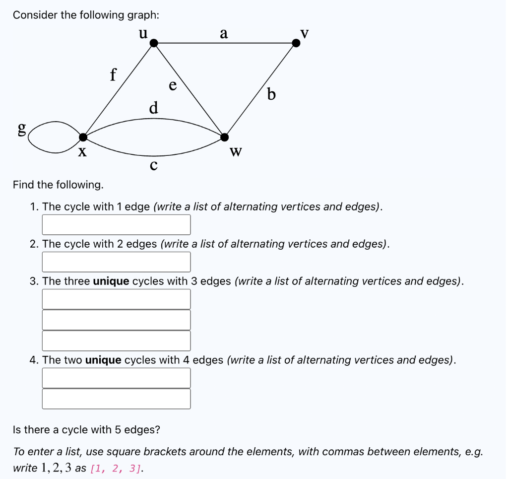 Solved Consider The Following Graph: Find The Following. 1. | Chegg.com