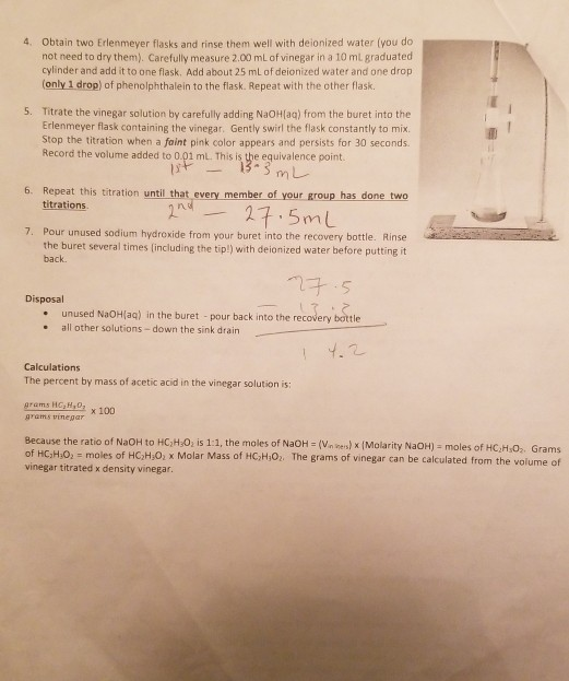 Solved Experiment 7 Titration Of Vinegar Goals 1 To Chegg Com