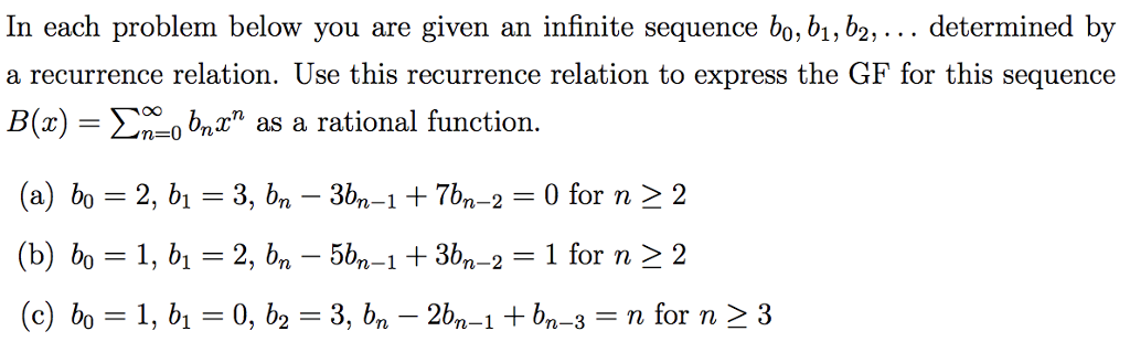 Solved In Each Problem Below You Are Given An Infinite | Chegg.com