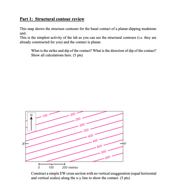 Solved Part 1: Structural contour review This map shows the | Chegg.com