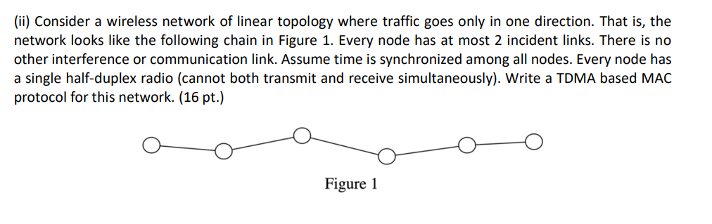 Solved (ii) Consider a wireless network of linear topology | Chegg.com