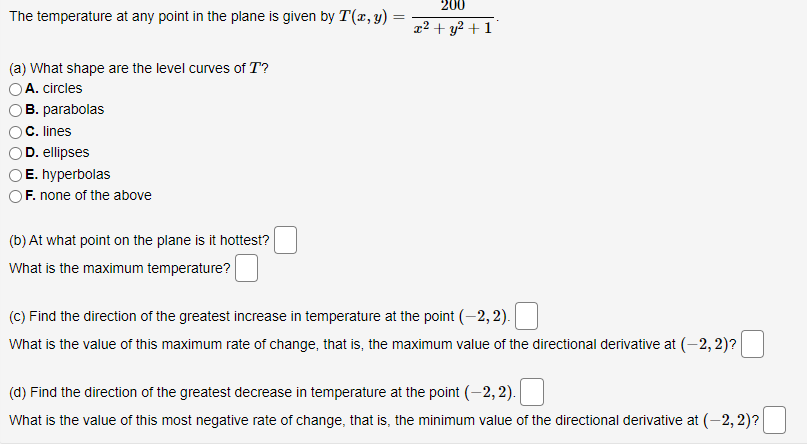 Solved 200 The temperature at any point in the plane is | Chegg.com