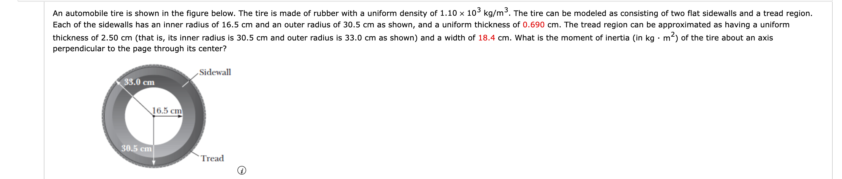 Solved An automobile tire is shown in the figure below. The | Chegg.com