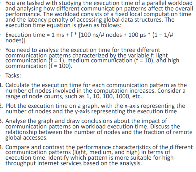 Solved You are tasked with studying the execution time of a | Chegg.com