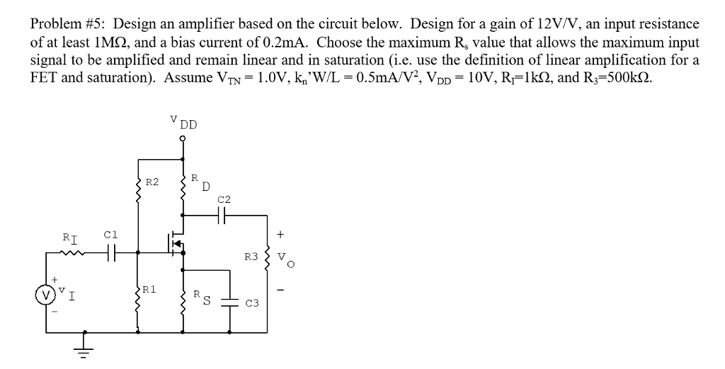 Solved Problem #5: Design an amplifier based on the circuit | Chegg.com