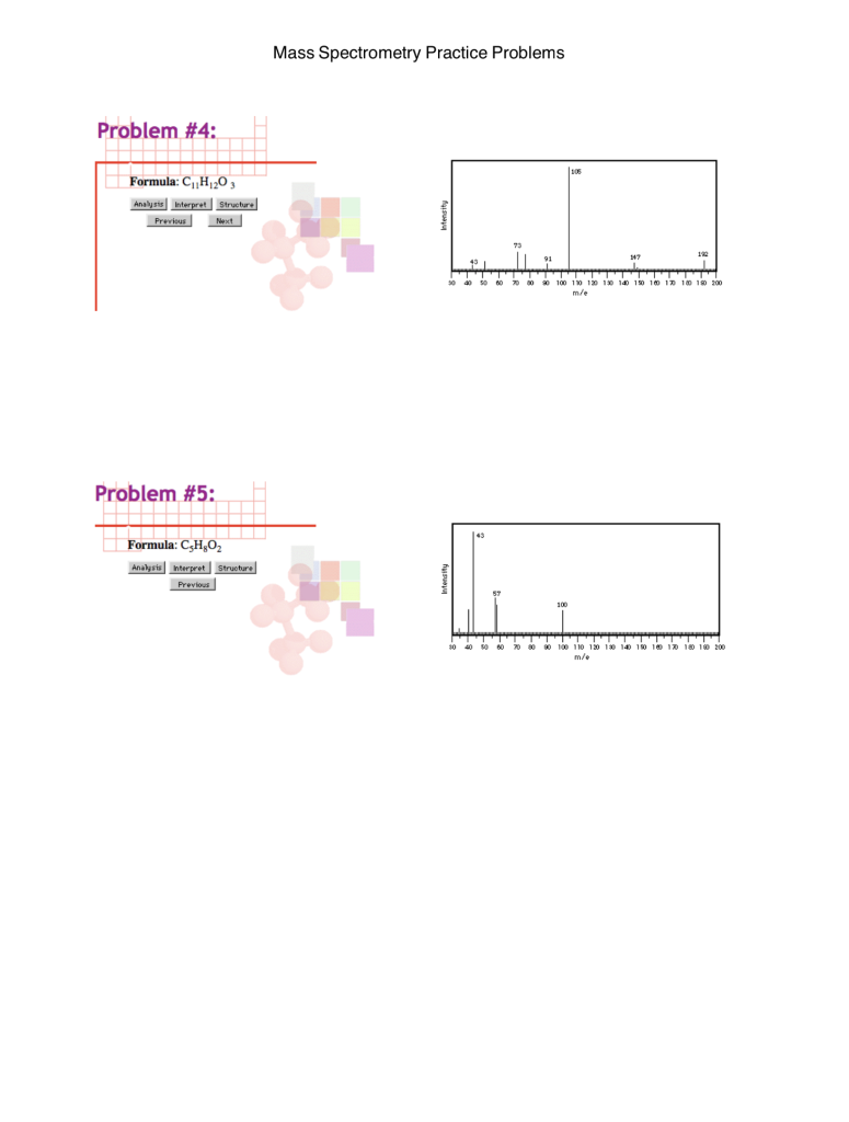 Solved Mass Spectrometry Practice Problems Propose a | Chegg.com