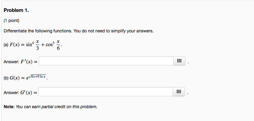 Solved Problem 1 1 Point Differentiate The Following 0078