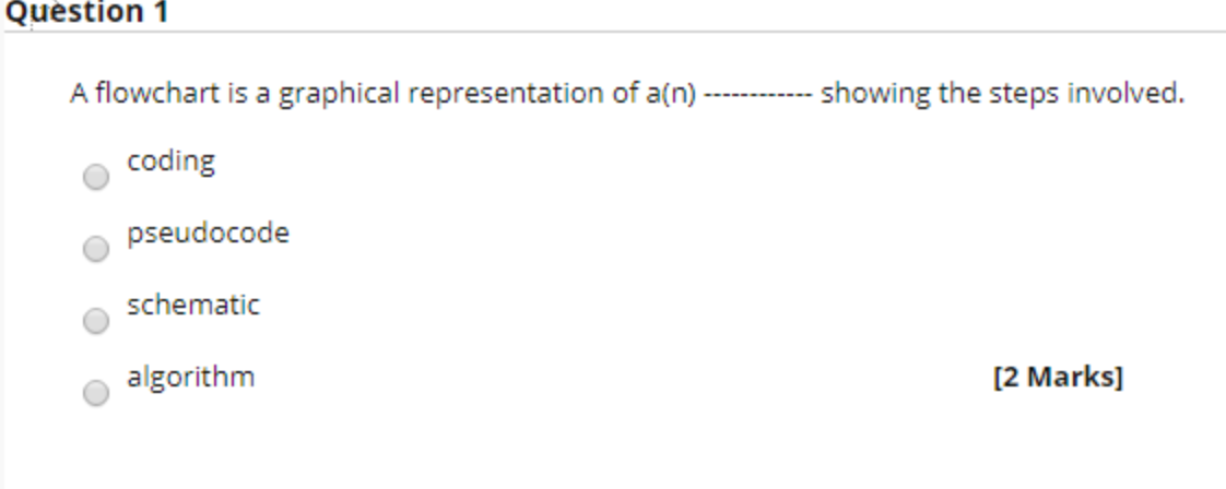 Solved Question 1 A flowchart is a graphical representation | Chegg.com