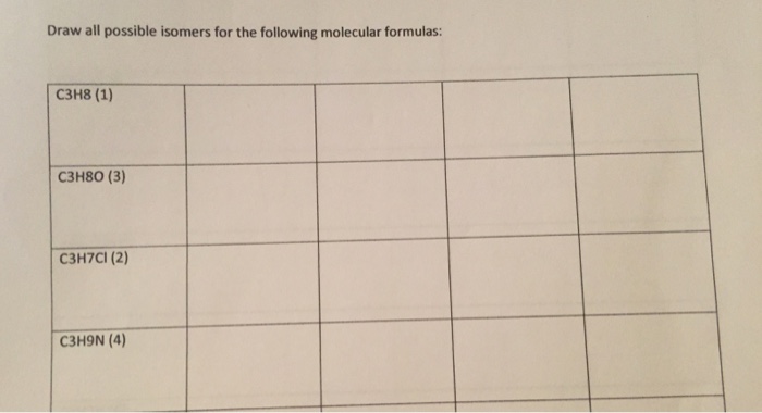 Solved Draw All Possible Isomers For The Following Molecular | Chegg.com