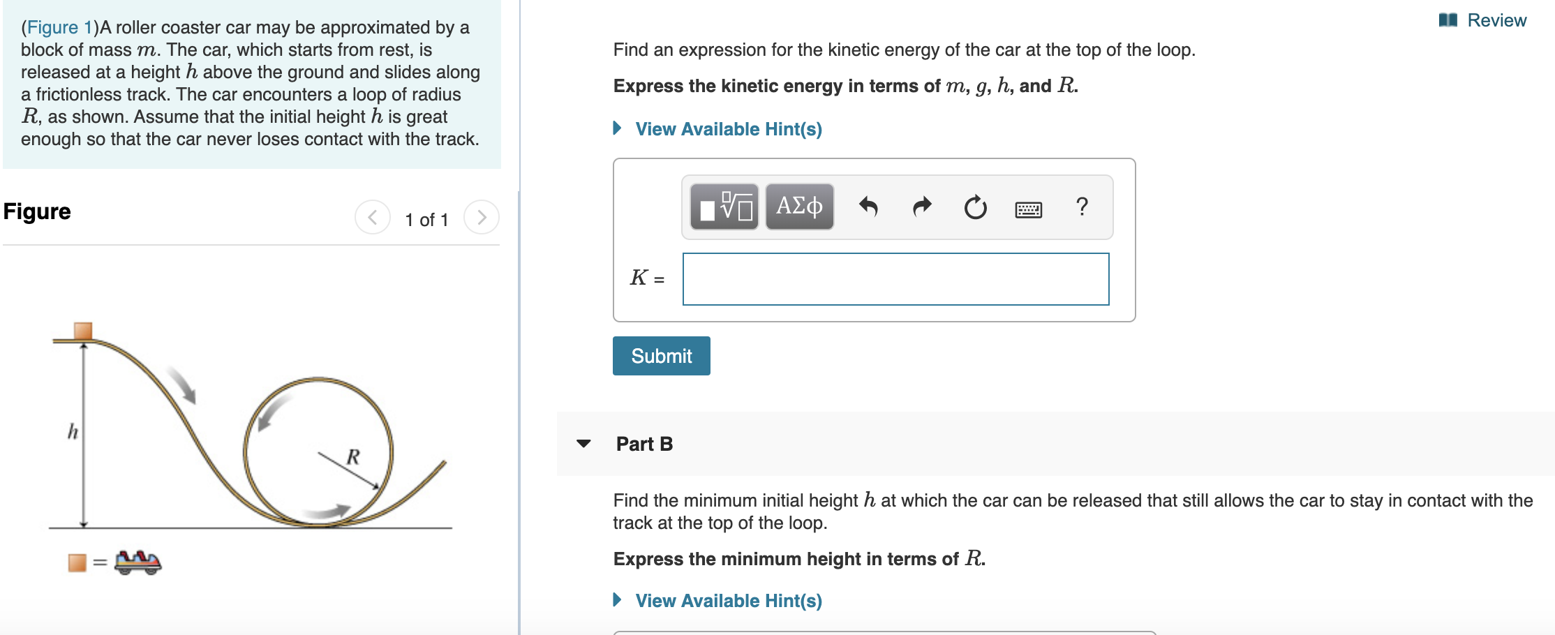 Solved n Review (Figure 1)A roller coaster car may be