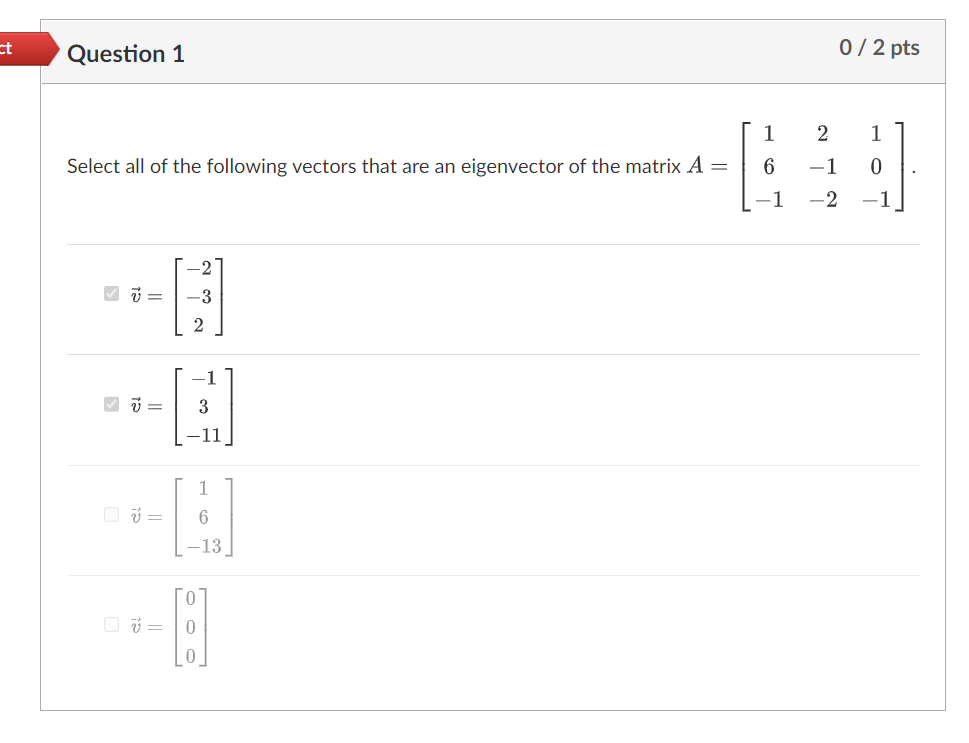 Solved Select all of the following vectors that are an | Chegg.com