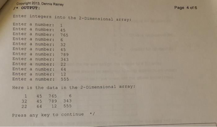 Solved HW 2C-Two-Dimensional Array rite a program that | Chegg.com